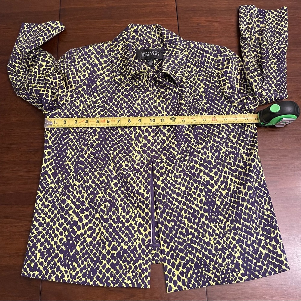 Linda Allard Ellen Tracy Women Suit Jacket Neon green purple Snake Print 6P - Picture 9 of 11